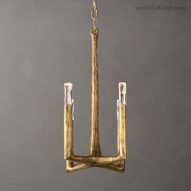 Suspension en métal forgé à la main Ø30cm en verre, 4 points lumineux, îlot de cuisine, table à manger, dimmable, G9, éclairage d’ambiance | Sansoti