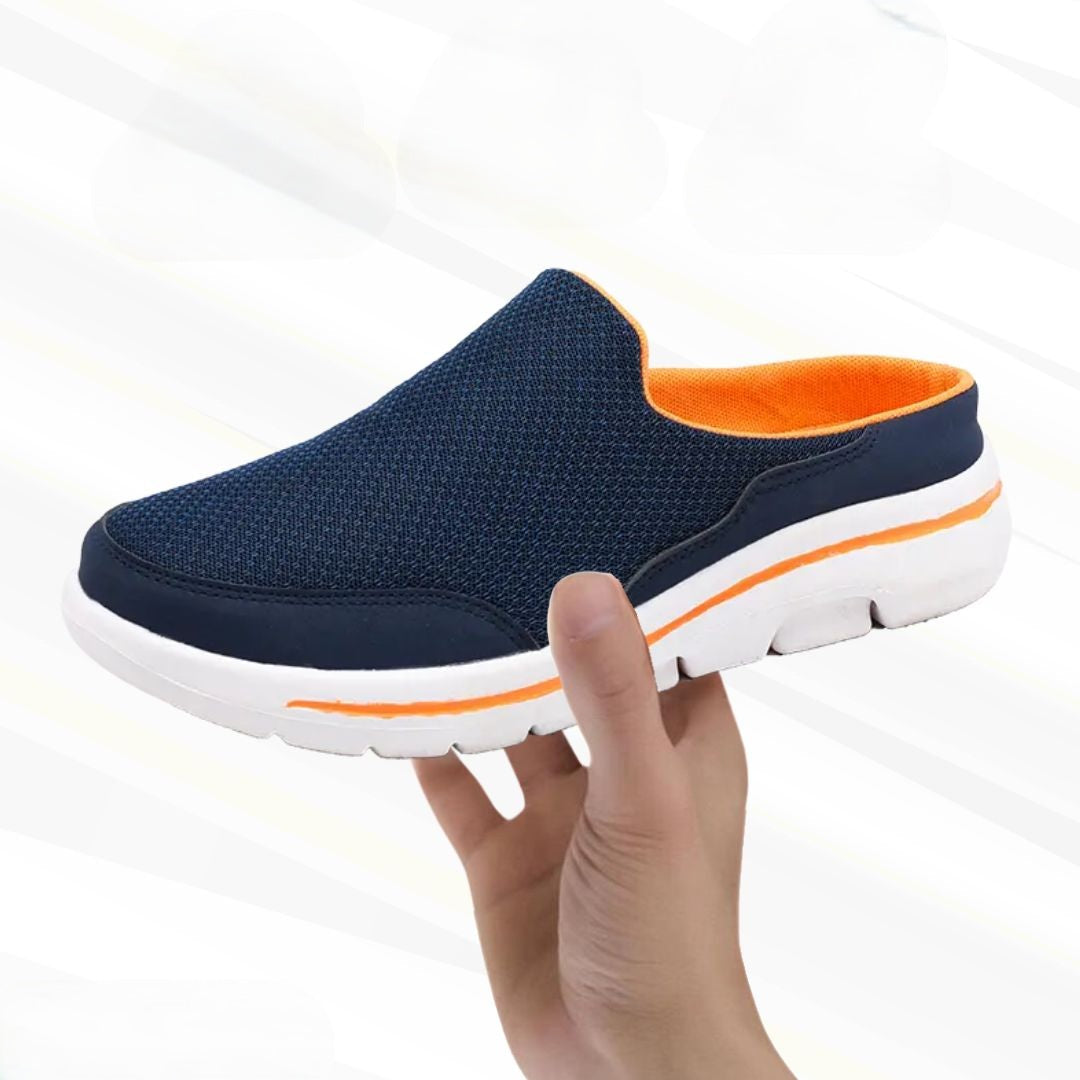 Orthopädische Barfuß-Slipper für Herren in Blau, Grau, Beige und Schwarz, ergonomisch, komfortabel und breit geschnitten zum Gehen und Wandern | Sansoti