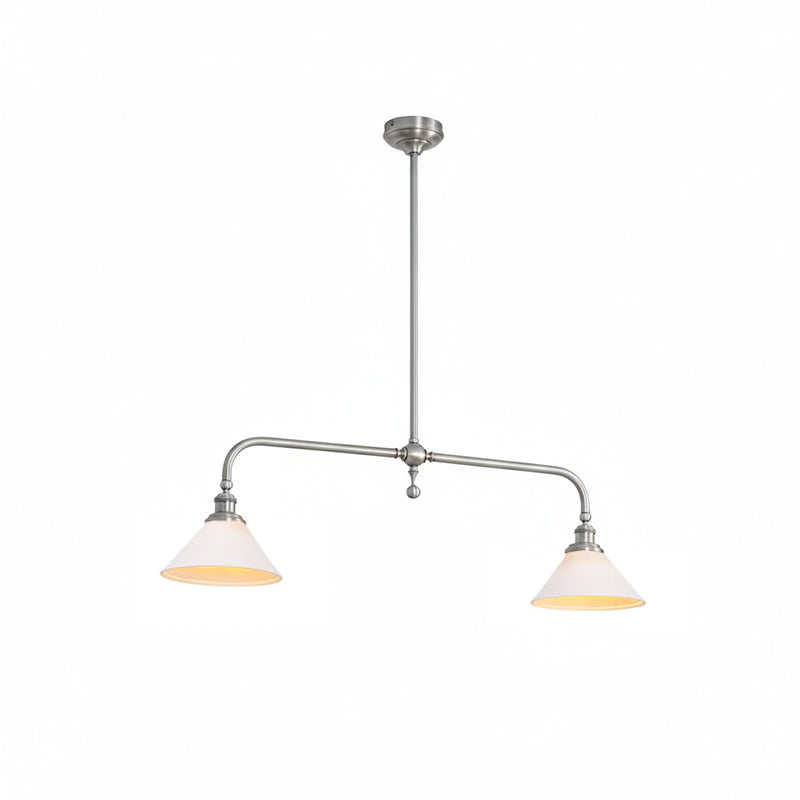 Lámpara colgante de diseño de lujo con pantallas de vidrio blanco para mesa de comedor e isla de cocina, acabado de latón | Sansoti