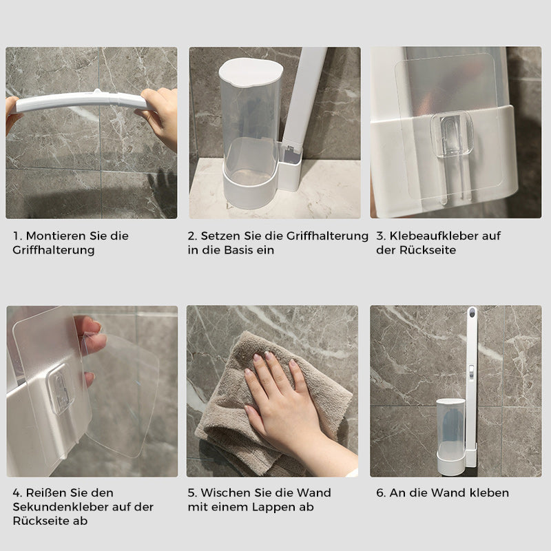 Brosse de toilette avec têtes de nettoyage jetables et support pour un nettoyage hygiénique des toilettes | Sansoti