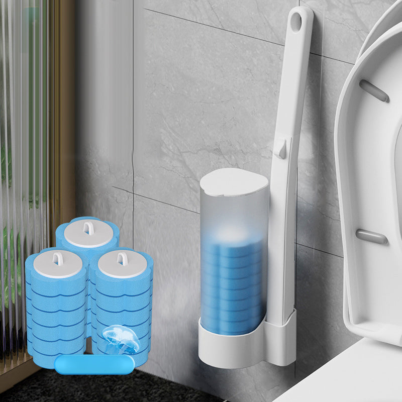 Brosse de toilette avec têtes de nettoyage jetables et support pour un nettoyage hygiénique des toilettes | Sansoti