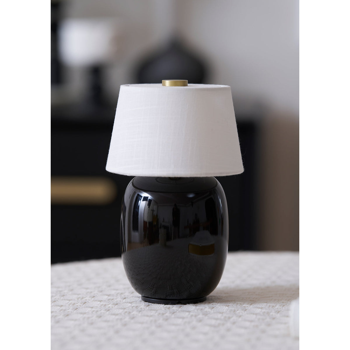 Portable Table Lamp with Integrated Battery 240 lm Warm White 3000K Ceramic Linen Shade Touch Control | Sansoti