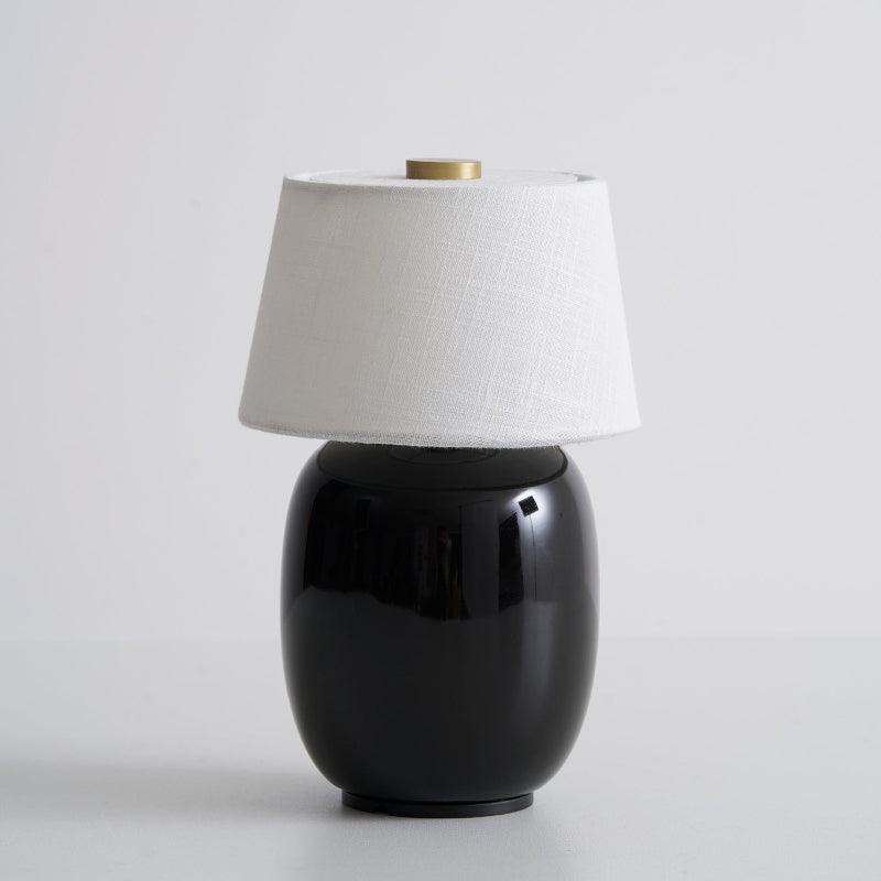 Portable Table Lamp with Integrated Battery 240 lm Warm White 3000K Ceramic Linen Shade Touch Control | Sansoti