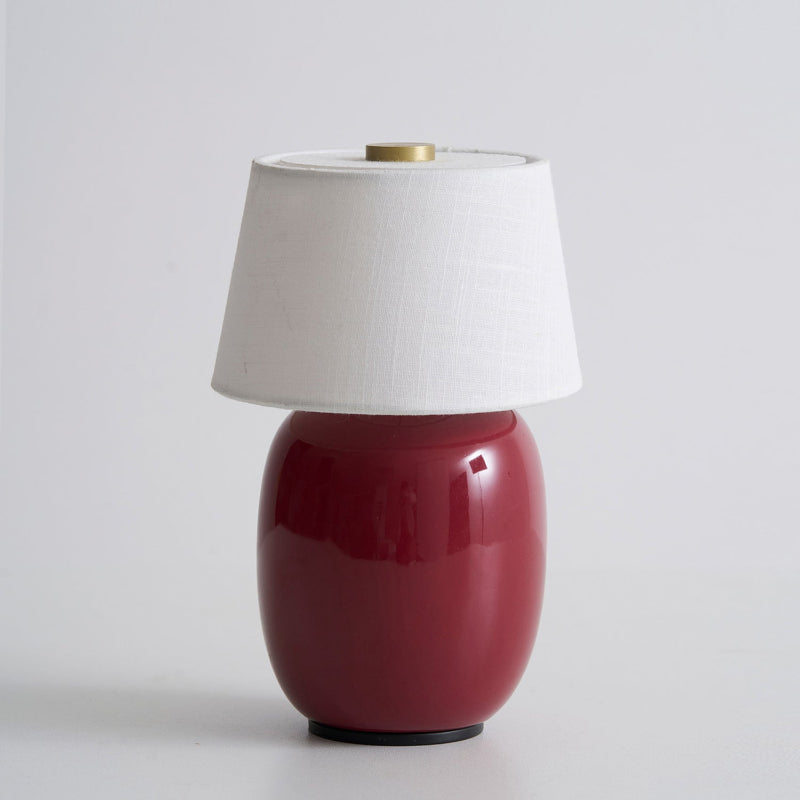 Portable Table Lamp with Integrated Battery 240 lm Warm White 3000K Ceramic Linen Shade Touch Control | Sansoti