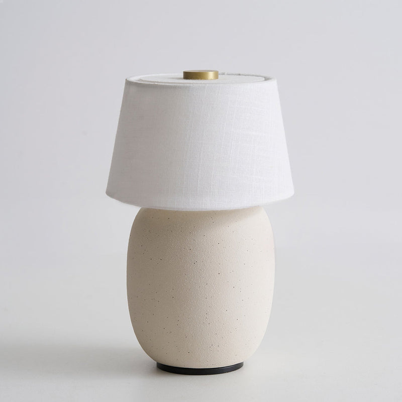 Portable Table Lamp with Integrated Battery 240 lm Warm White 3000K Ceramic Linen Shade Touch Control | Sansoti