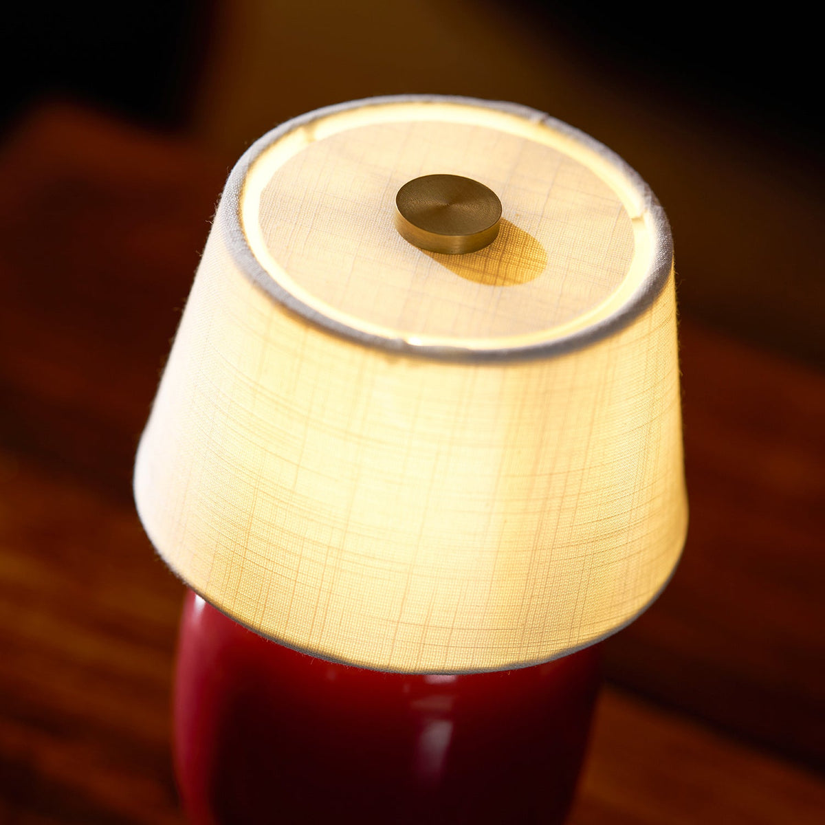 Portable Table Lamp with Integrated Battery 240 lm Warm White 3000K Ceramic Linen Shade Touch Control | Sansoti
