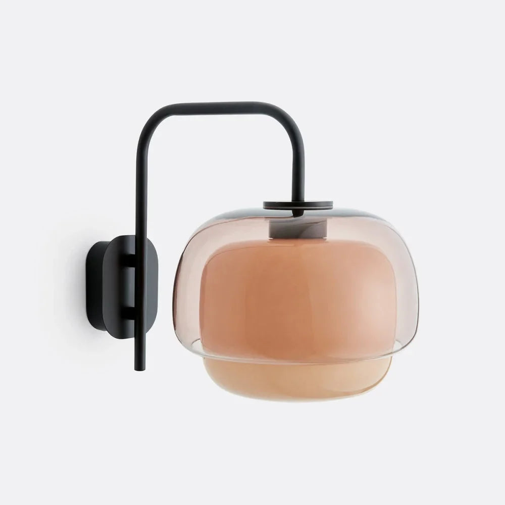Colored Glass Wall Lamp with Round Shade – Green, Pink, Orange – Modern LED Lighting | Sansoti