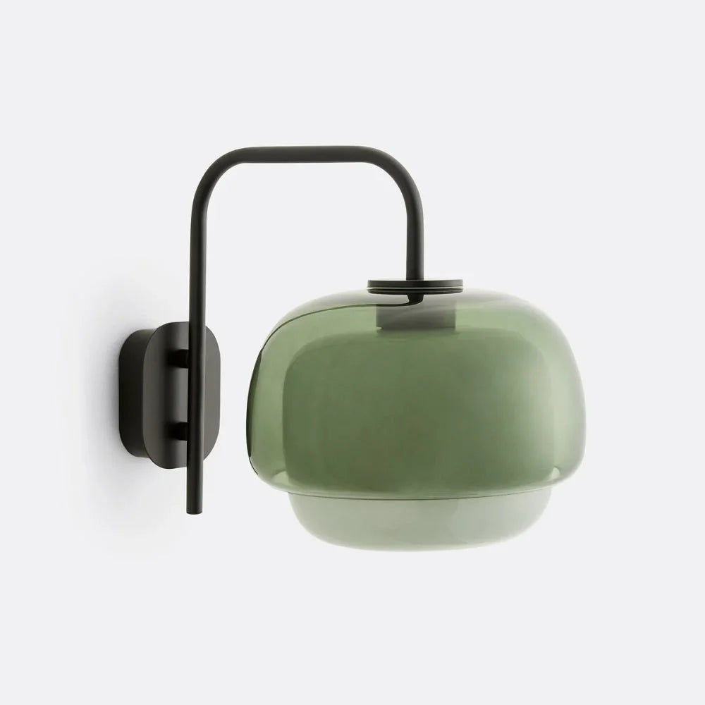 Colored Glass Wall Lamp with Round Shade – Green, Pink, Orange – Modern LED Lighting | Sansoti