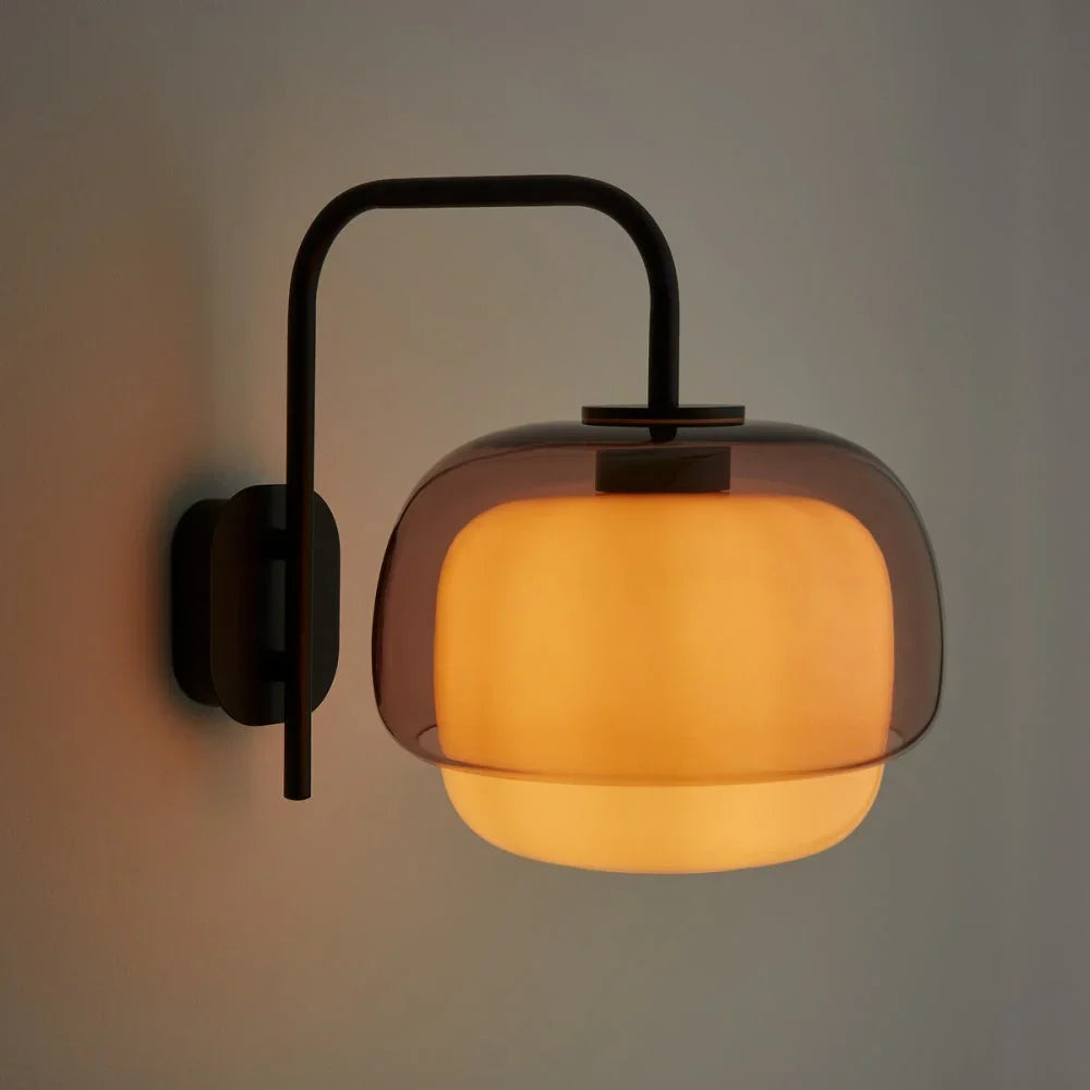 Colored Glass Wall Lamp with Round Shade – Green, Pink, Orange – Modern LED Lighting | Sansoti