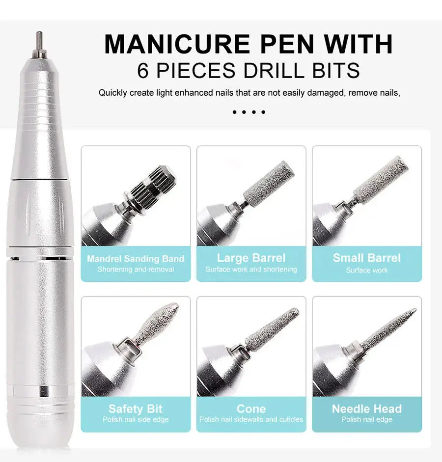 Professional nail drill 45,000 RPM rechargeable – USB-C electric nail care system for acrylic, gel polish and natural nails | Sansoti