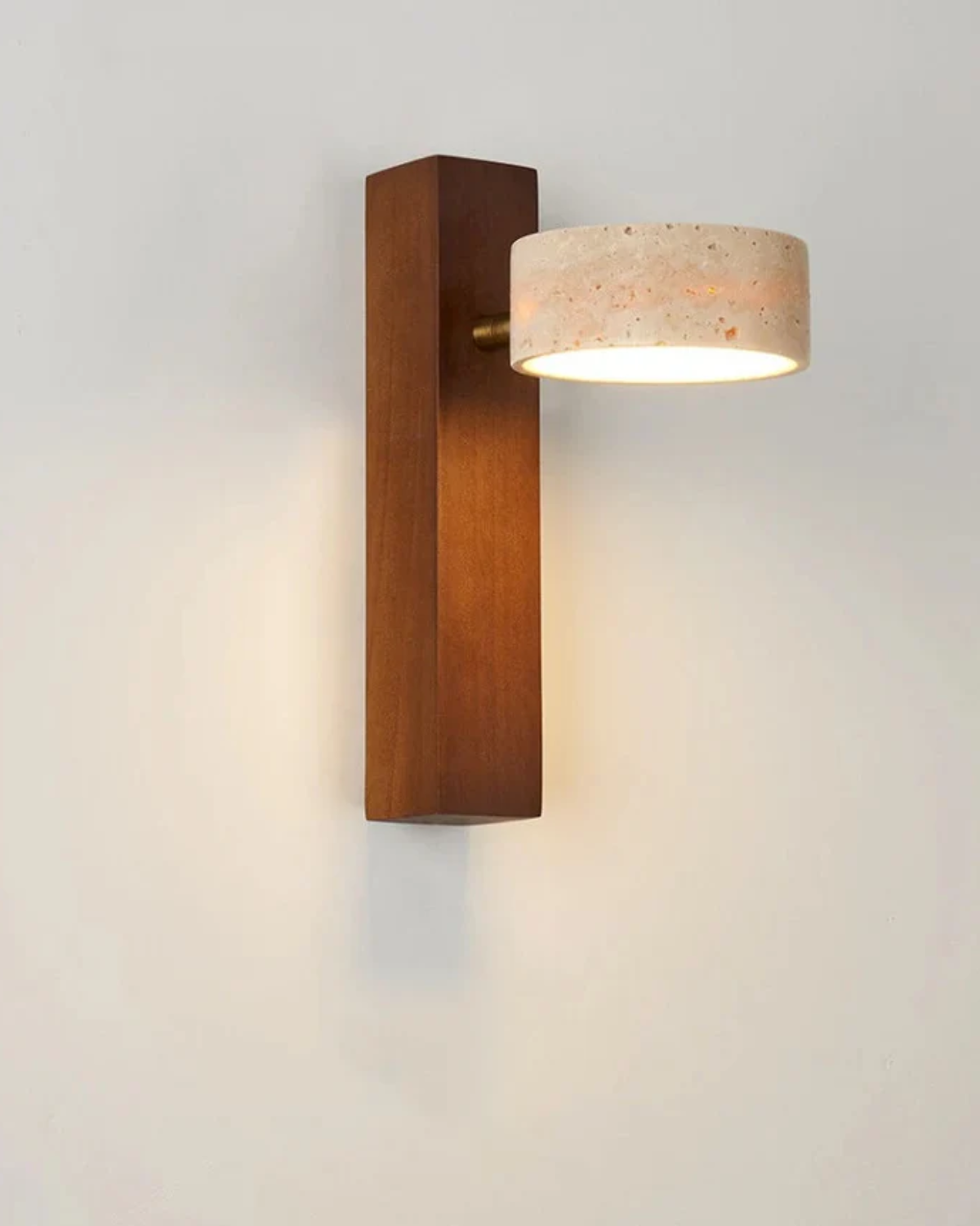 Wandleuchte Travertin Walnuss Holz Verstellbar Downlight Japandi 23cm | Sansoti