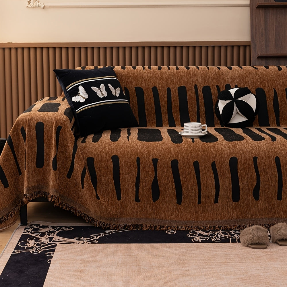Chenille Sofabezug mit Tribal Geometrischem Muster – schützender Sofabezug für 2-3-Sitzer Sofas und Sessel | Sansoti