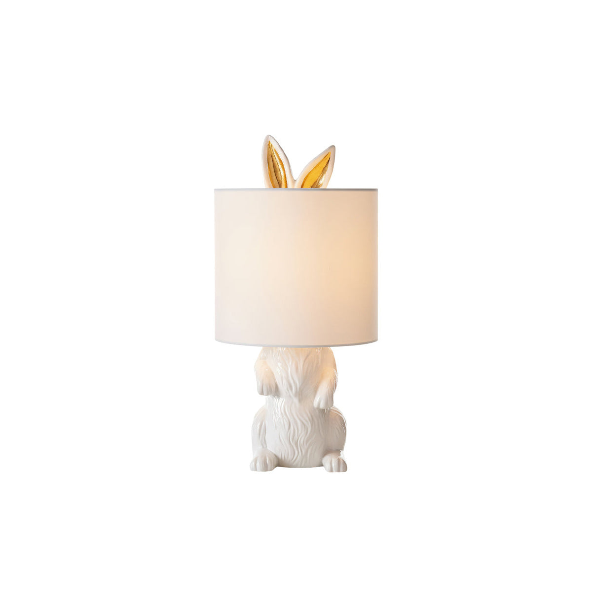 Hare Figurine Table Lamp with Fabric Shade | Modern Design | Resin | Charming Decorative Lighting | Sansoti