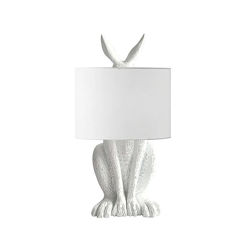 Hare Figurine Table Lamp with Fabric Shade | Modern Design | Resin | Charming Decorative Lighting | Sansoti