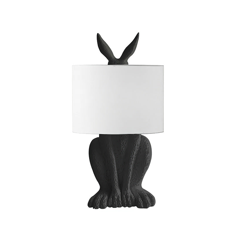 Hare Figurine Table Lamp with Fabric Shade | Modern Design | Resin | Charming Decorative Lighting | Sansoti