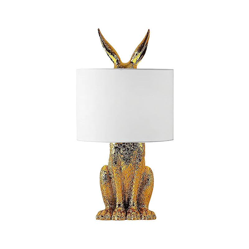 Hare Figurine Table Lamp with Fabric Shade | Modern Design | Resin | Charming Decorative Lighting | Sansoti