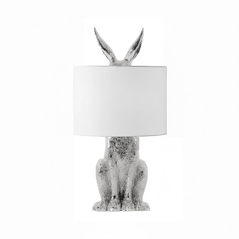 Hare Figurine Table Lamp with Fabric Shade | Modern Design | Resin | Charming Decorative Lighting | Sansoti