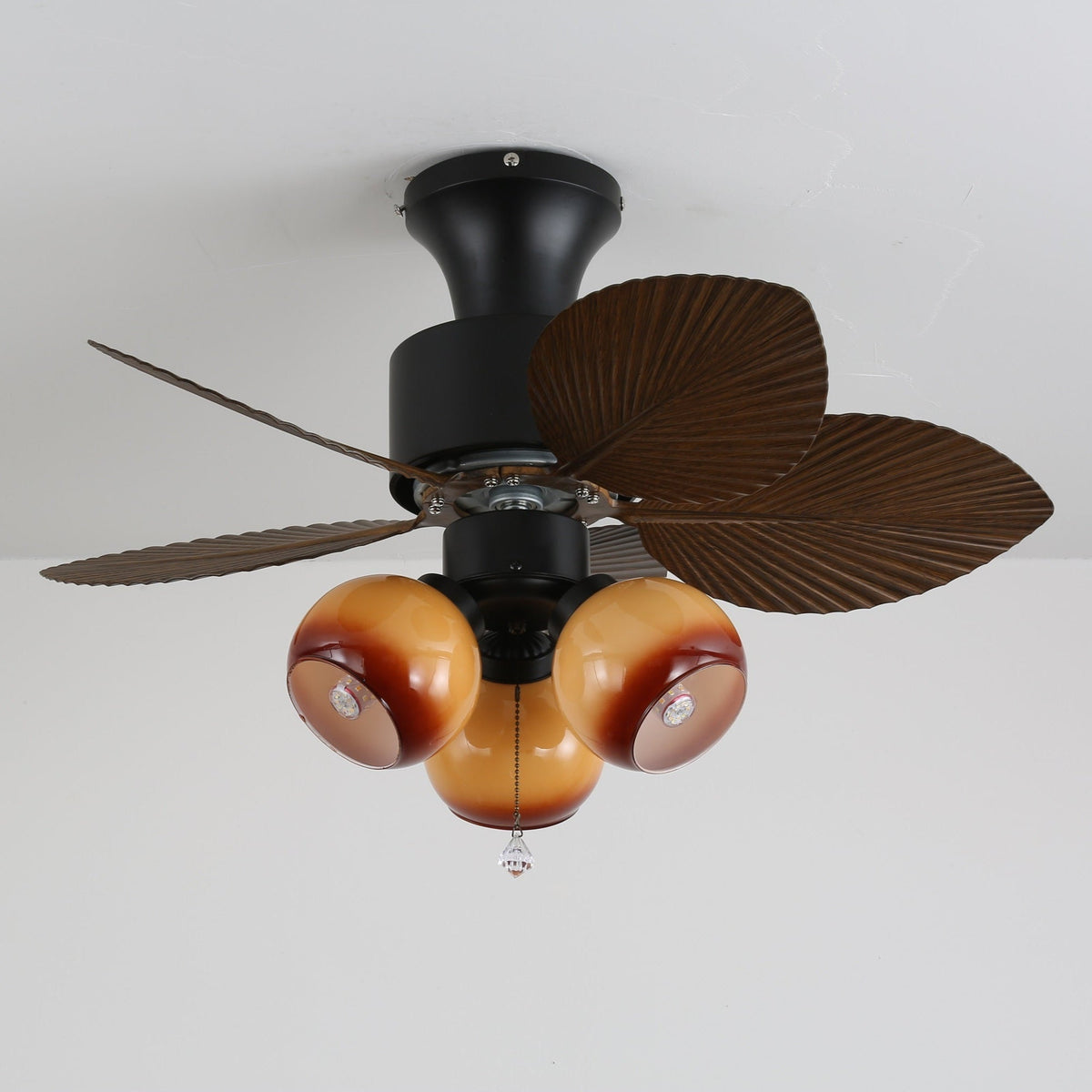 Deckenventilator mit Beleuchtung Vintage Holzoptik – Maße Ø80×30 cm Skandinavisches Design für Wohnzimmer Schlafzimmer Natürliches Interieur | Sansoti