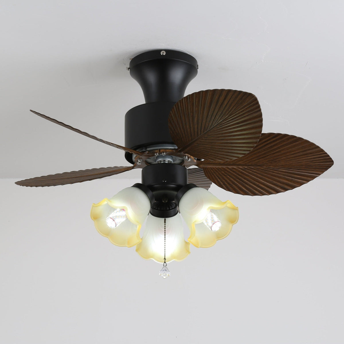 Deckenventilator mit Beleuchtung Vintage Holzoptik – Maße Ø80×30 cm Skandinavisches Design für Wohnzimmer Schlafzimmer Natürliches Interieur | Sansoti