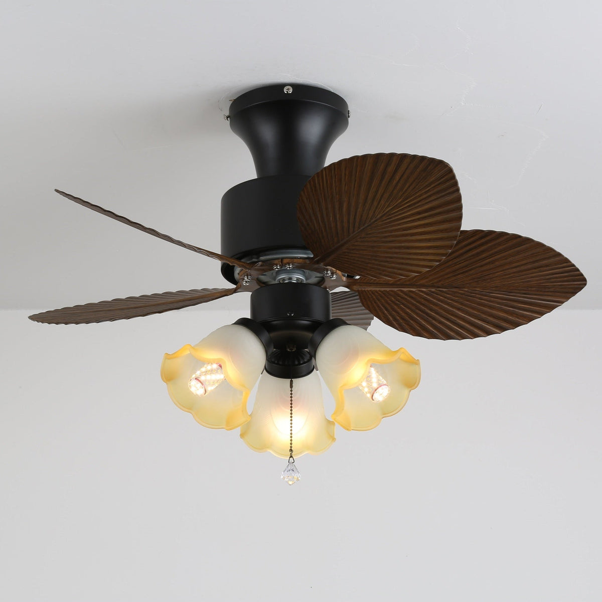 Deckenventilator mit Beleuchtung Vintage Holzoptik – Maße Ø80×30 cm Skandinavisches Design für Wohnzimmer Schlafzimmer Natürliches Interieur | Sansoti