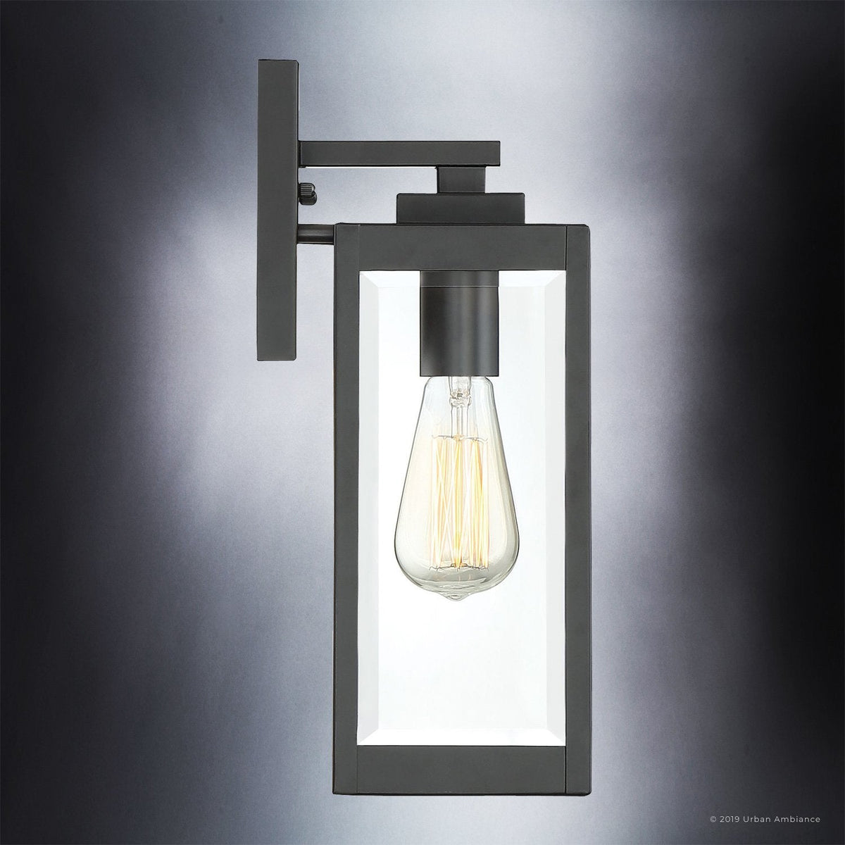 Außenleuchte Wandleuchte Schwarz Stahl Glas 36cm Modern Farmhouse Wasserdicht | Sansoti