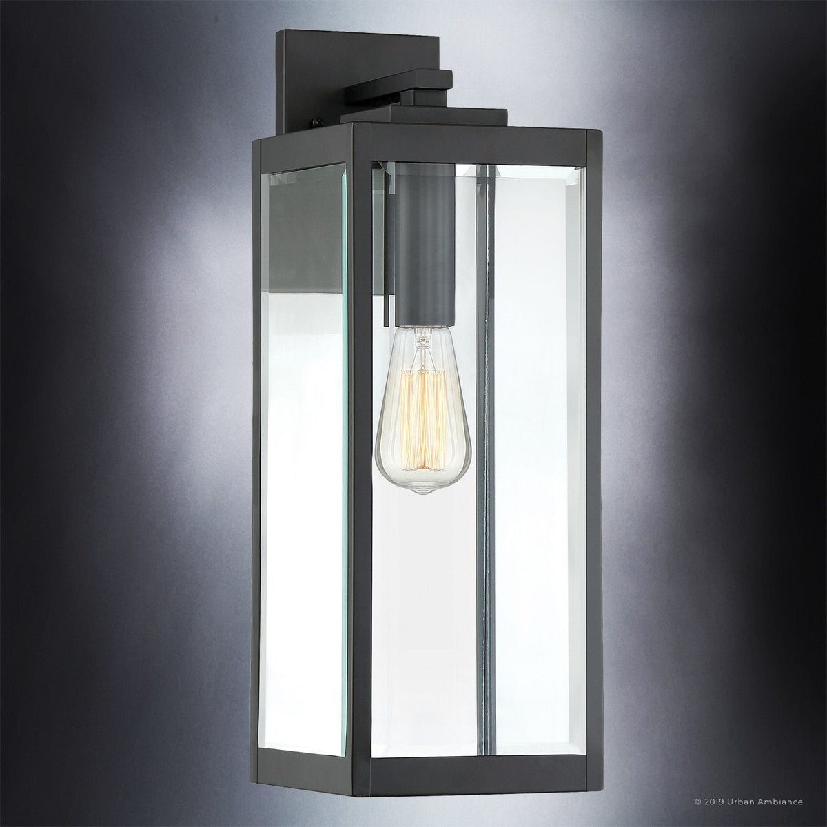 Außenleuchte Wandleuchte Groß Schwarz Stahl Glas 51cm Modern Farmhouse Wasserdicht | Sansoti