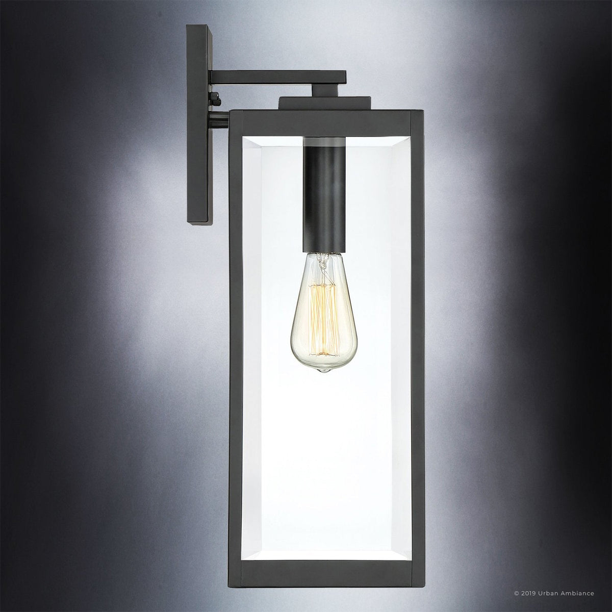 Außenleuchte Wandleuchte Groß Schwarz Stahl Glas 51cm Modern Farmhouse Wasserdicht | Sansoti