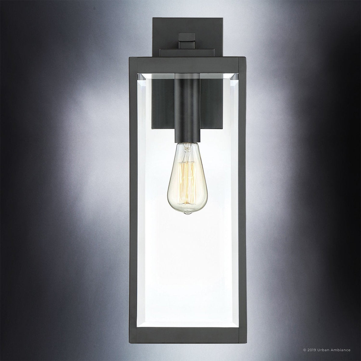 Außenleuchte Wandleuchte Groß Schwarz Stahl Glas 51cm Modern Farmhouse Wasserdicht | Sansoti