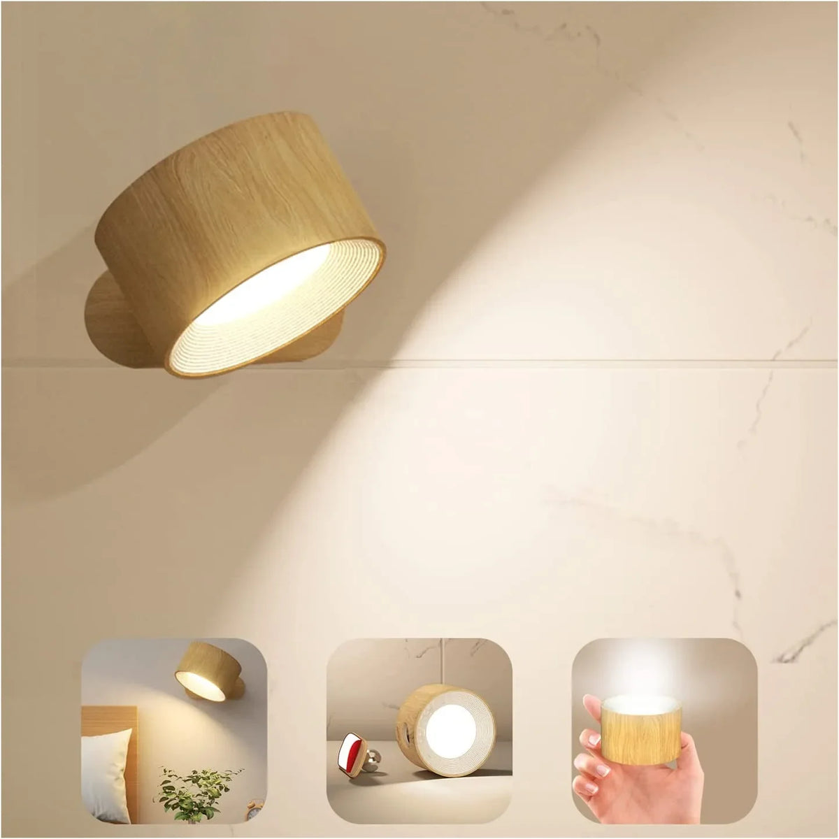 Wall Lamp Wireless Magnetic 360° Rotatable Rechargeable LED Stick On | Sansoti