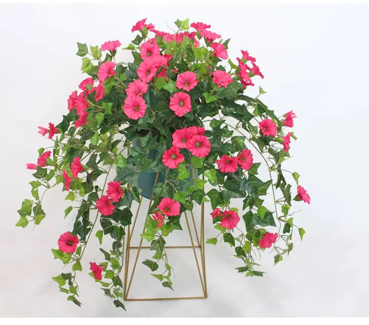 Künstlicher Prunkwinden-Zweig 65 cm UV-beständig 18 Seidenblüten Innen Außen Gartendekoration Kunstblume Kunstpflanze | Sansoti