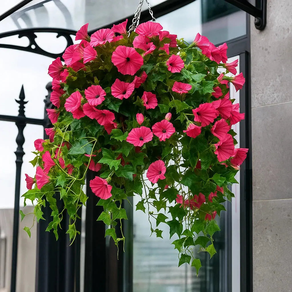 Künstlicher Prunkwinden-Zweig 65 cm UV-beständig 18 Seidenblüten Innen Außen Gartendekoration Kunstblume Kunstpflanze | Sansoti