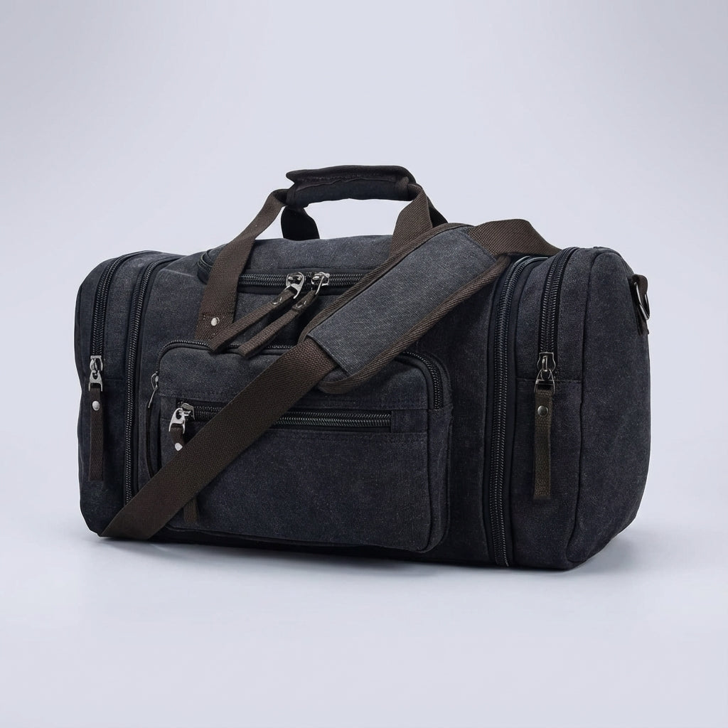 Expandable Canvas Weekender Bag 40-50L Cotton Travel Bag Shoulder Bag Sports Bag Carry-On for Short Trips | Sansoti