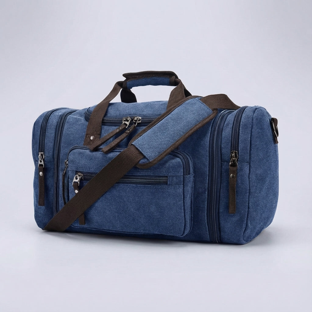 Expandable Canvas Weekender Bag 40-50L Cotton Travel Bag Shoulder Bag Sports Bag Carry-On for Short Trips | Sansoti