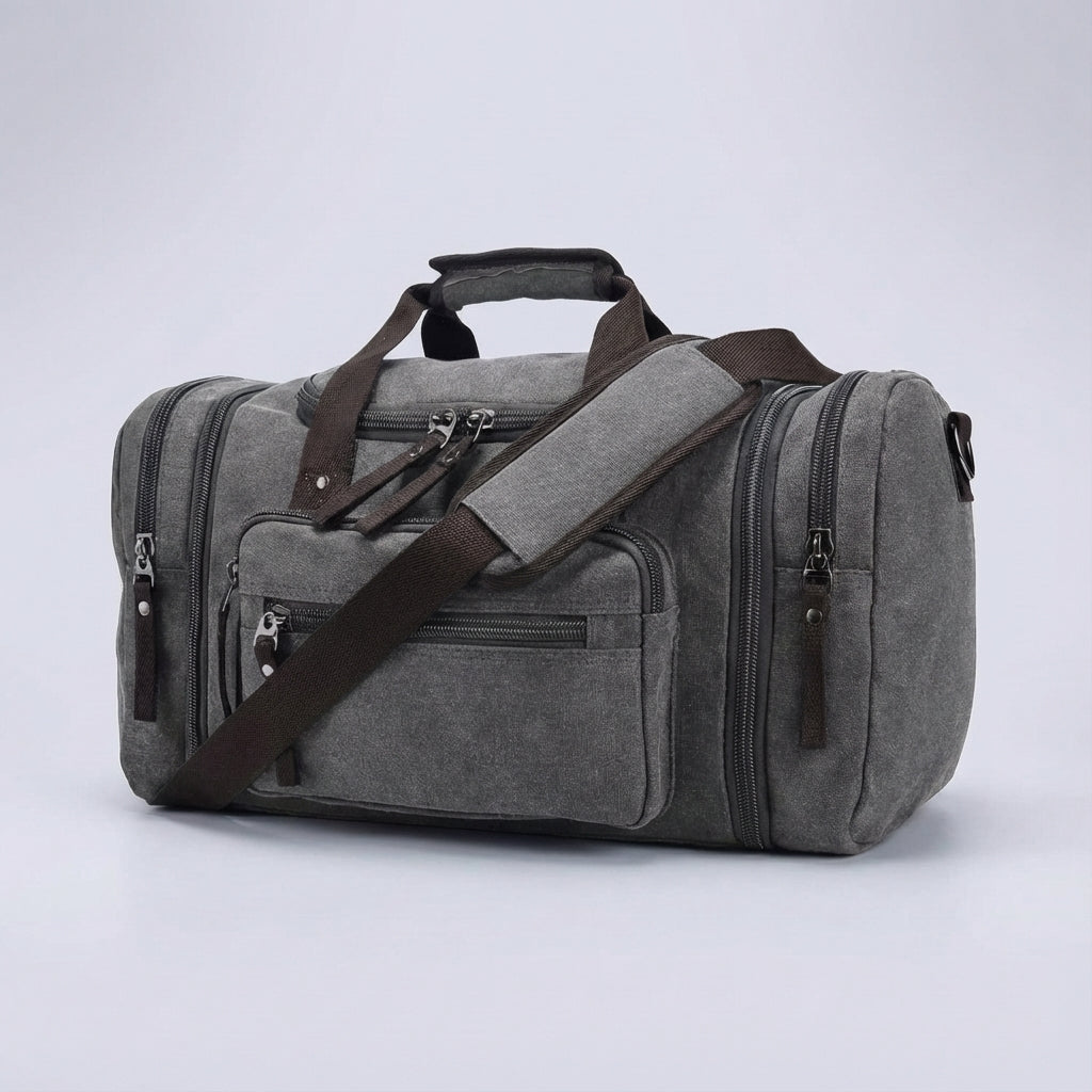 Expandable Canvas Weekender Bag 40-50L Cotton Travel Bag Shoulder Bag Sports Bag Carry-On for Short Trips | Sansoti