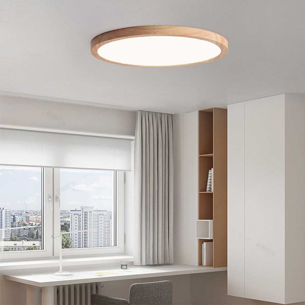 Ultradünne Holz-Deckenleuchte Full-Spectrum-LED Dimmbar mit Einstellbarer Farbtemperatur Modern Skandinavisch | Sansoti