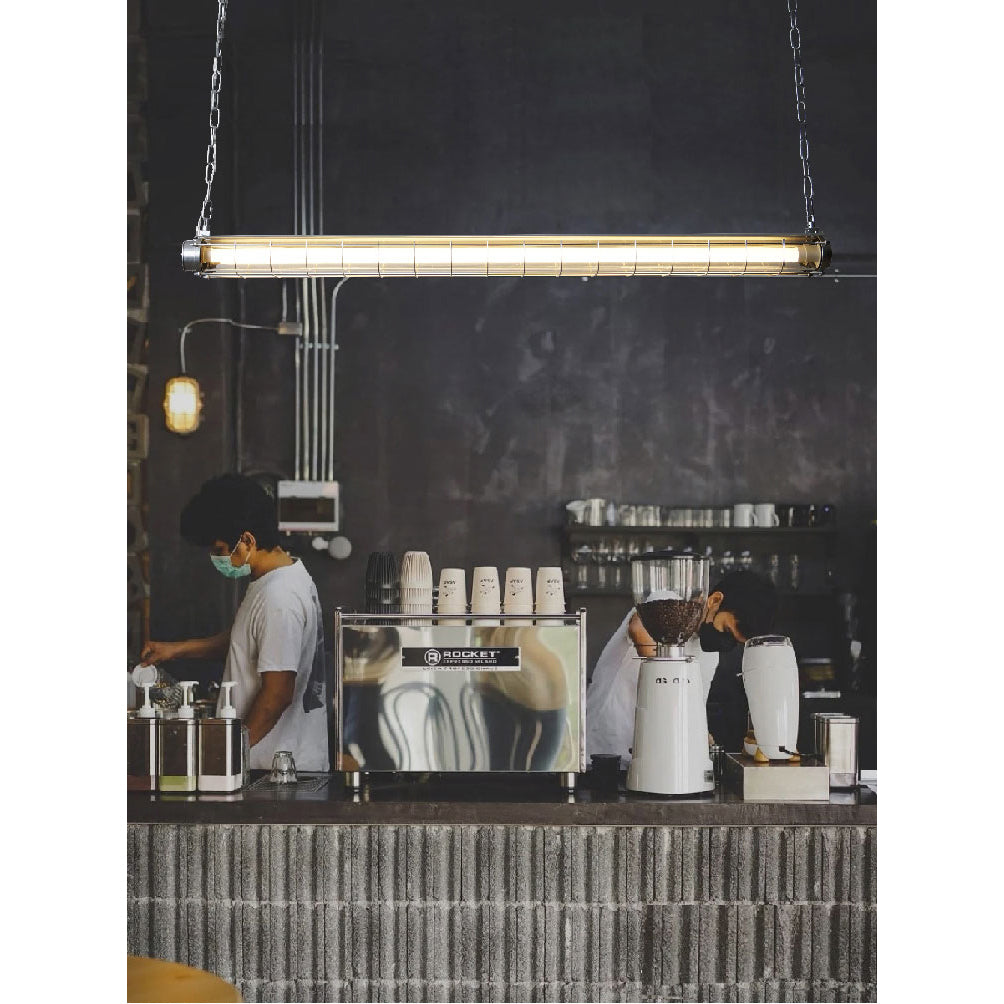 Lineare Hängeleuchte aus Glas, modern, 123 cm, Schwarz, Grün, Silber, Nordic Design, Esszimmer, Küche, Esstisch, Kücheninsel | Sansoti