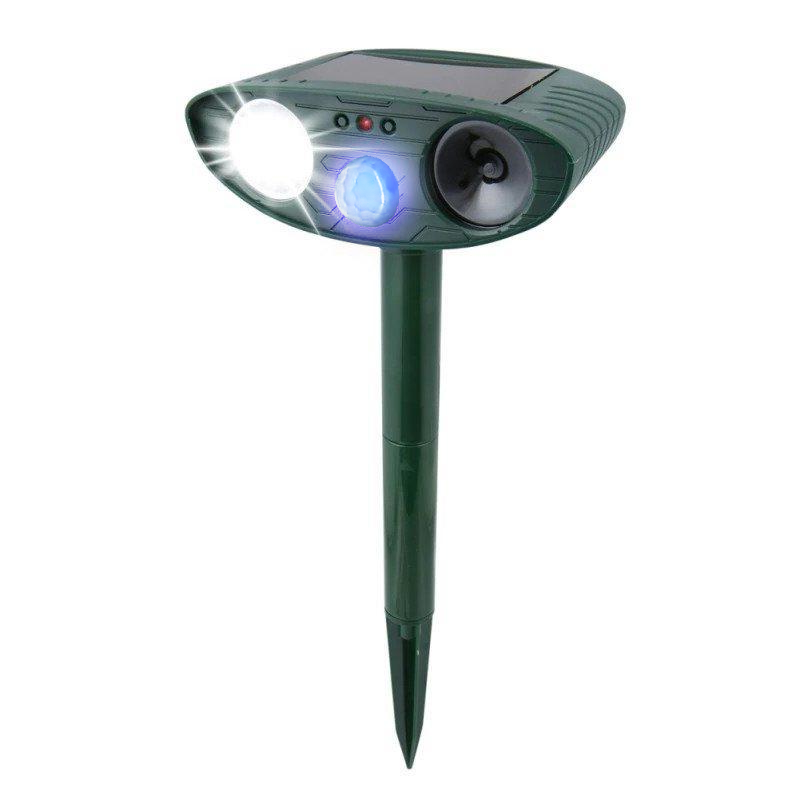 Solar-Powered Ultrasonic Animal Repellent with Flashing LED Light Waterproof for Garden Lawn 225m² Range | Sansoti