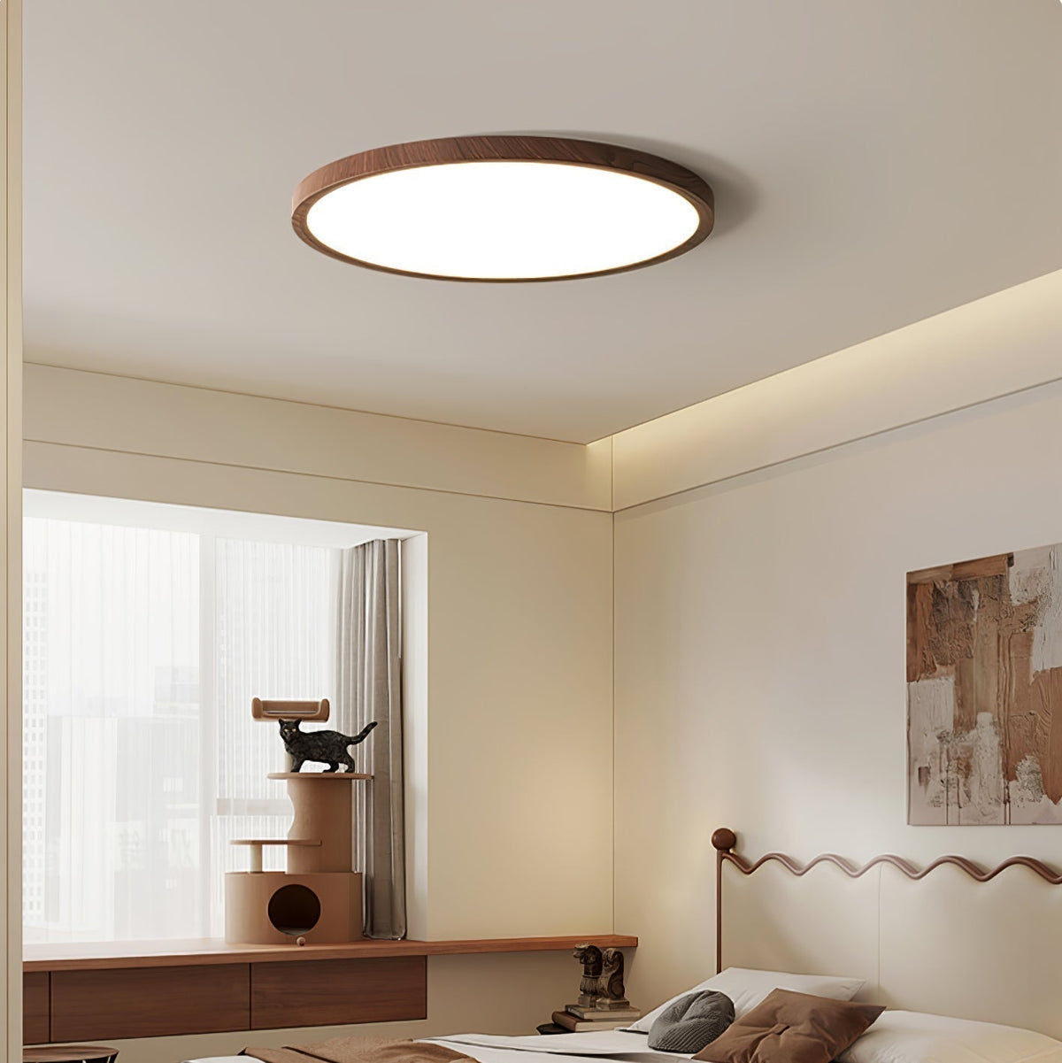 Runde Deckenleuchte ultradünn aus Metall und Acryl mit warmem Licht für Wohnzimmer, Schlafzimmer und Esszimmer, modernes Design, stimmungsvolle Beleuchtung | Sansoti