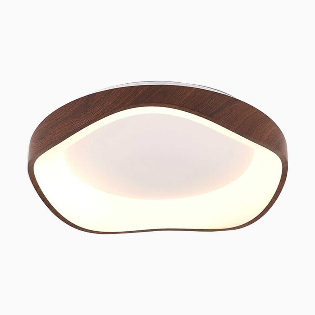 Plafonnier à intensité variable avec télécommande, aspect bois, fer et acrylique, style moderne scandinave pour chambre et salon | Sansoti