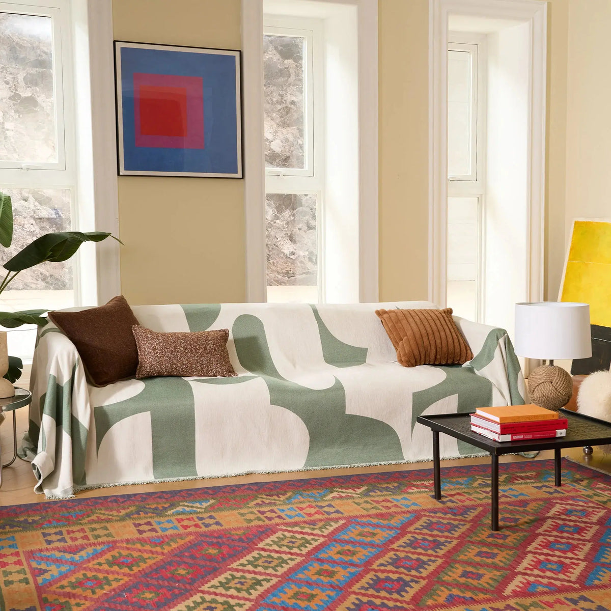 Weiche Chenille Plaid Sofadecke – kariertes Muster – leichte Decke für Sofa und Schlafzimmer | Sansoti