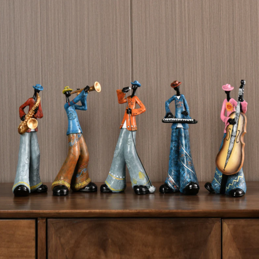 Decorative Musician Figurine Jazz Style Hand-Painted Ceramic Living Room Interior Accents Décor | Sansoti