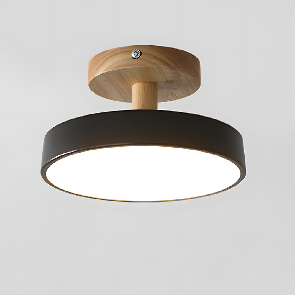 Plafón de madera natural y pantalla en tonos pastel | Diseño escandinavo moderno para dormitorio y salón | Sansoti