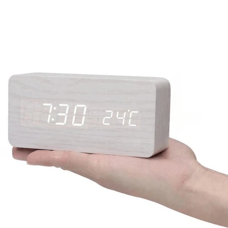 LED-Holzwecker mit Sprachaktivierung & minimalistischem Design – Sansoti