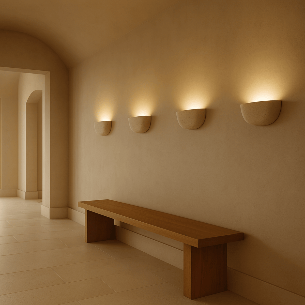 Travertine Wall Lamp Natural Stone Beige Warm White Light Bedroom Hallway Living Room Modern Atmospheric Interior | Sansoti