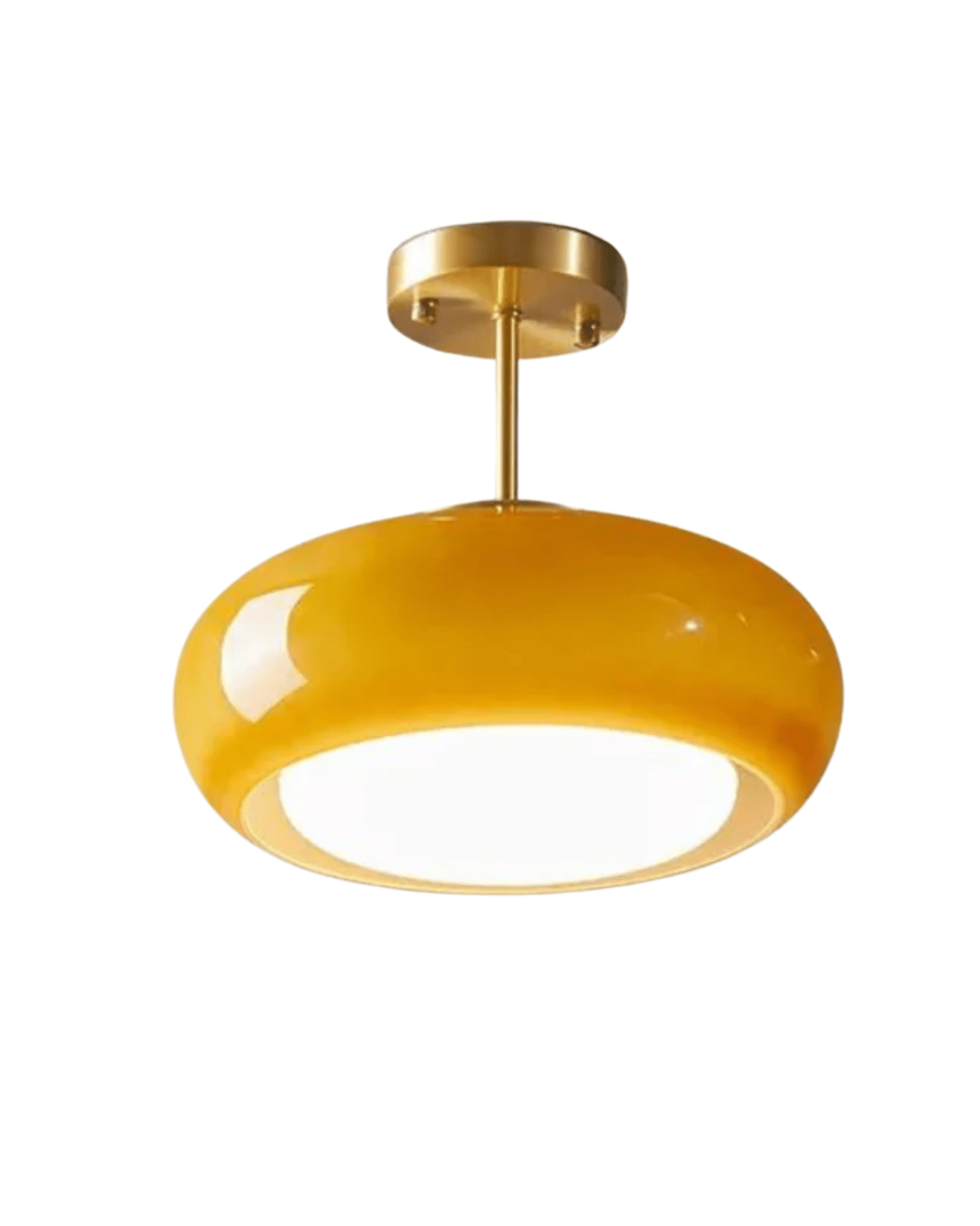 Suspension Verre Or 40cm E27 Ambre Blanc Design Moderne | Sansoti