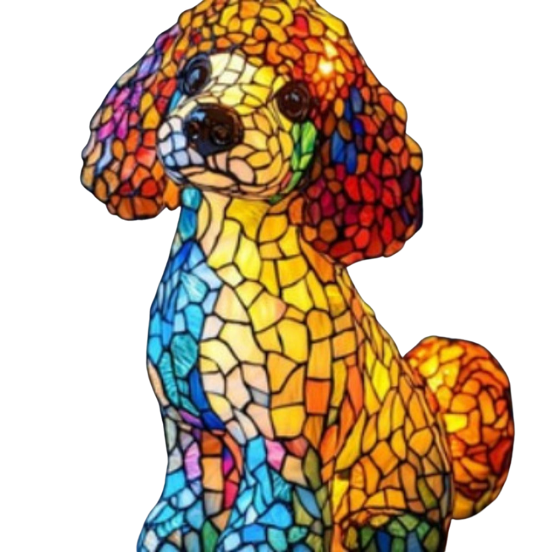 LED-Hundebeleuchtung Pudel-Skulptur mit warmem Licht für Terrasse & Innenbereich | Sansoti