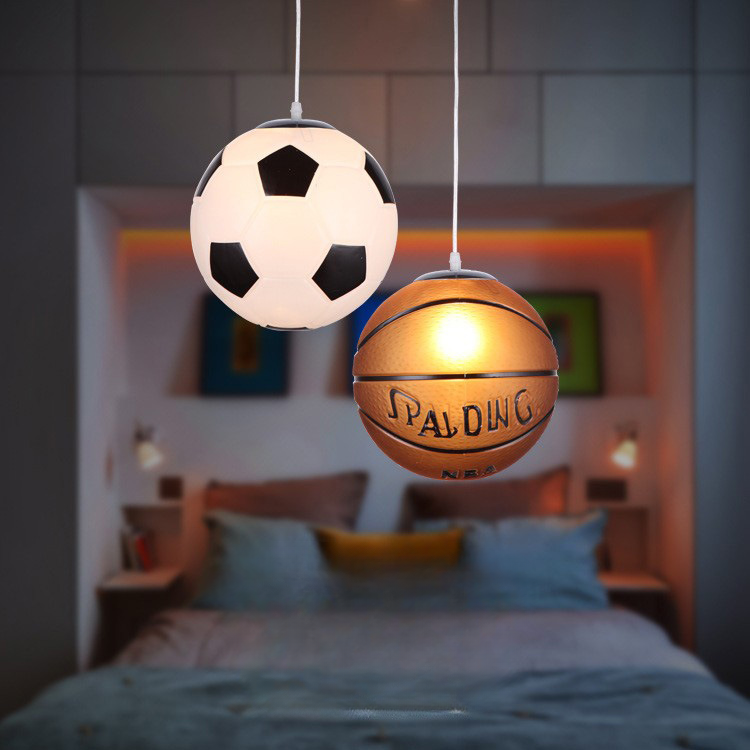 Kinderzimmer Deckenlampe Fußball Basketball LED 30cm Glas Design | Sansoti