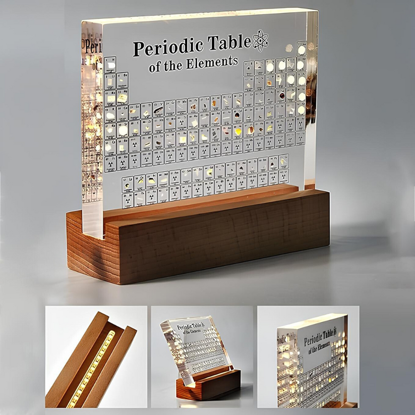 3D Periodic Table with 83 Real Elements – Illuminated Acrylic Display for Science & Education | Sansoti