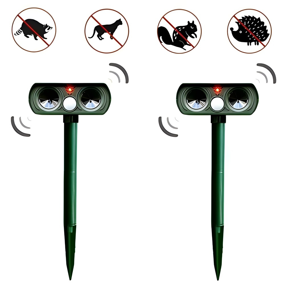 Solar-Powered Animal Repellent, Ultrasonic, 8-10m Range, IP66 Waterproof, 13.5-45.5kHz Frequency, for Garden | Sansoti