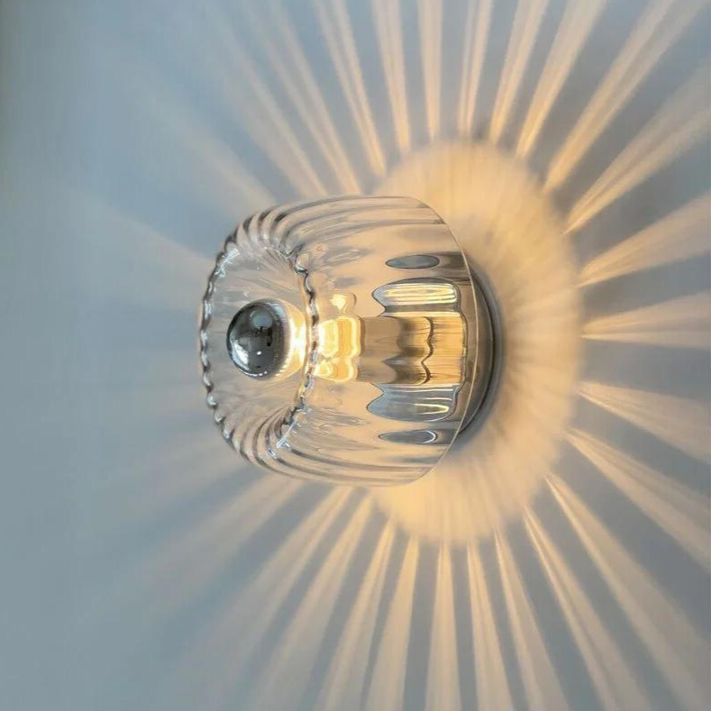 Szklana lampa ścienna, skandynawska, Bauhaus, metal, E14, salon, korytarz, schody, nowoczesna | Sansoti